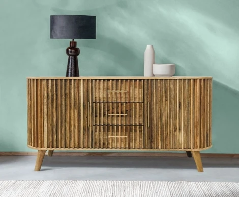 Slated Mango 2 Door 3 Drawer Sideboard
