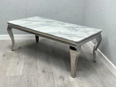 MCT992 - Sofia - Grey Marble Top 1.2m Coffee Table with Silver Legs