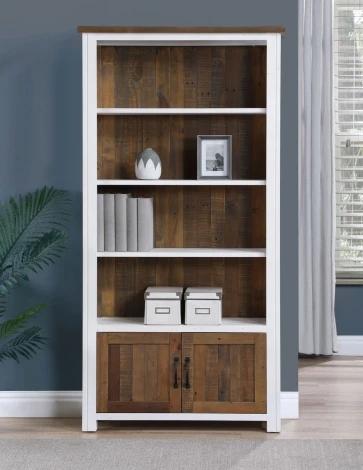 VTTW01B - Splash of White Large Open Bookcase with Doors