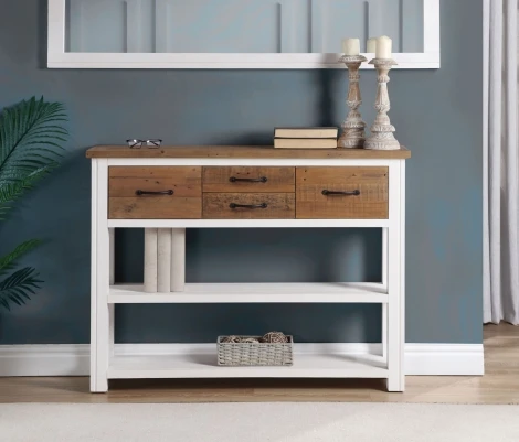 VTTW02A - Splash of White Low Bookcase / Console