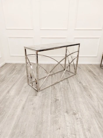 6-CONTF-STELLA-GOAS55 - Stella Stomach Ash Sintered Stone & Chrome Console Table