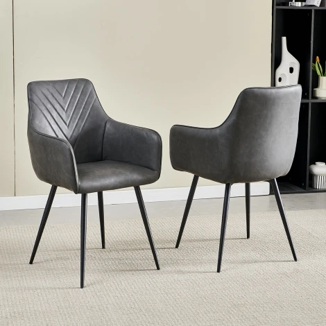 DC1101 - Stanford Grey PU Dining Dining Chairs (Pair)
