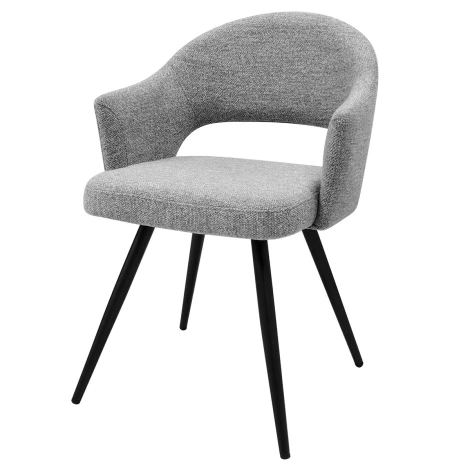 H2080-09-GRY - Sterling - Grey Boucle Fabric Chair with Black Legs (Pair)