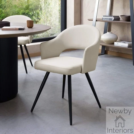 H2080-09-FIV - Sterling - Ivory Faux Leather Chair with Black Legs (Pair)