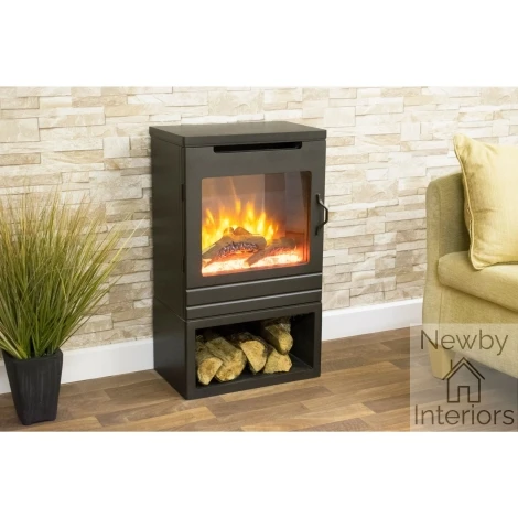MTF001 - Matfen Black Electric Log Burner Look Stove - 2kW