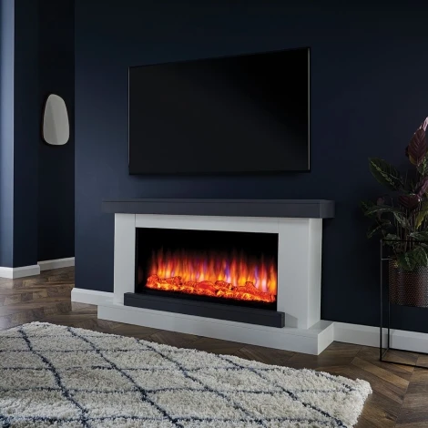 Colorado - 51" White & Grey Electric Fireplace Suite - 2kW