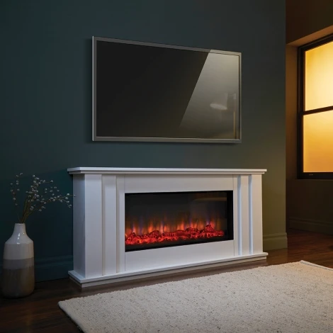 Kesgrave - 57" White Electric Fireplace Suite - 2kW