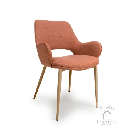 SYD-111-BI - Sydney Brick Fabric Carver Dining Chair with Metal Legs (Pair)