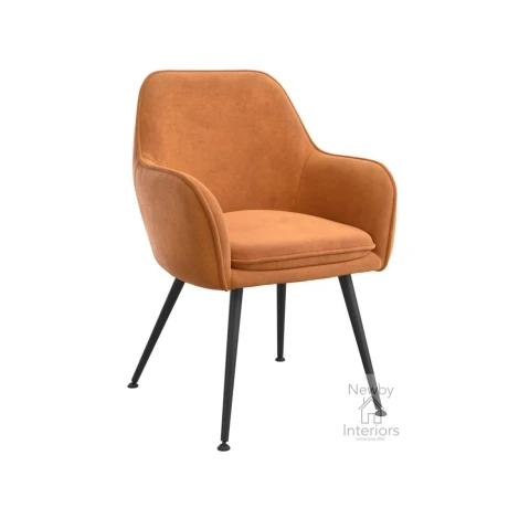 TARBURCHA - Tara Burnt Rust Velvet Dining Chair with Black Metal Legs (Pair)