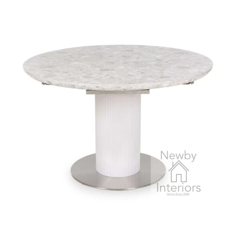 Terrazzo Grey Melamine Terrazzo Effect Top Round Extending Dining Table 1.2m - 1.6m