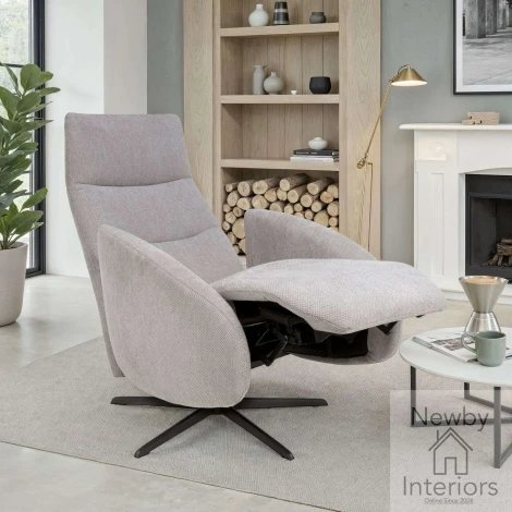 THE-306-PR - Theo Pewter Fabric Manual Swivel Recliner Chair