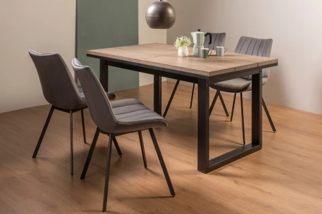 4207-2-30-VGY-4 - Tivoli Weathered Oak 4-6 Seater Table & 4 Fontana Grey Velvet Chairs