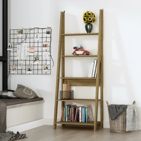 Tiva Ladder Bookcase Oak 