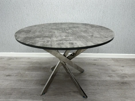 DT875 - Tokyo - Grey Mable Top 1.2m Round Dining Table with Silver Legs