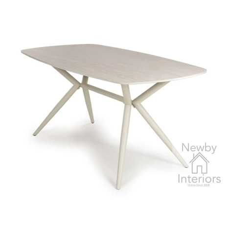 Torino Cream Sintered Stone Top 1.6m Dining Table Metal Legs