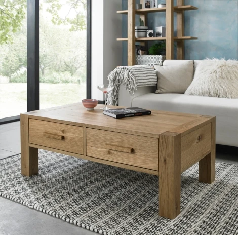 Turin Light Oak Coffee Table With Drawers