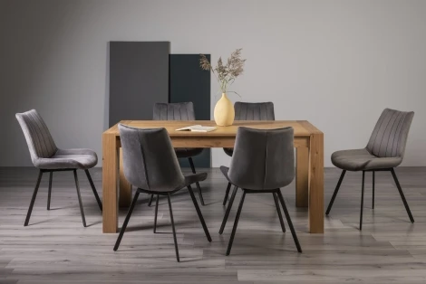 2620-2-30-VGY-6 - Turin Light Oak 6-8 Seater Table & 6 Fontana Grey Velvet Chairs