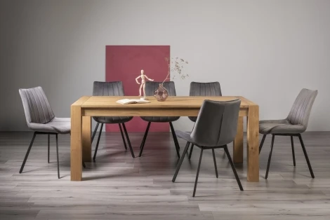 2620-3-30-VGY-8 - Turin Light Oak 6-10 Seater Table & 8 Fontana Grey Velvet Chairs