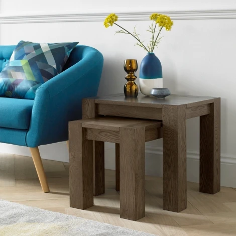 Turin Dark Oak Nest Of Lamp Tables