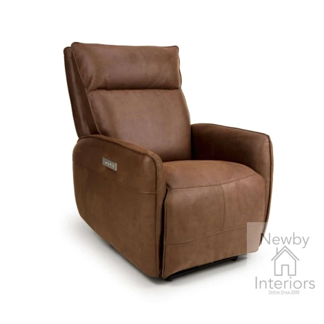 TUC-311H-BR - Tucson Brown Leather Effect Heated Electric Power Recliner