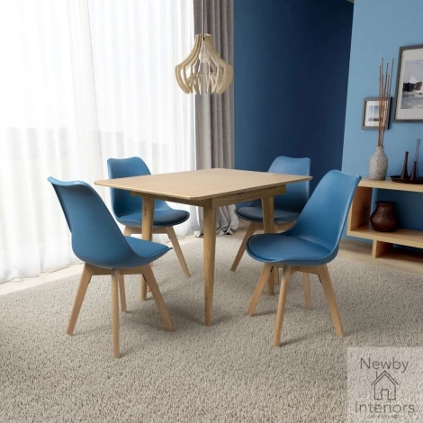 Urban Blue Leather Effect Counter Chair with Wooden Legs (Pack of 4)