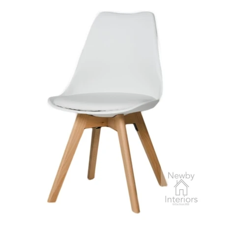 Urban White Leather Effect Counter Chair with Wooden Legs (Pack of 4)
