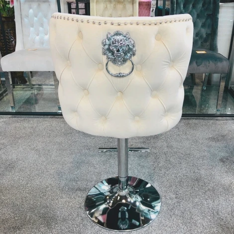 BS572 - Valentino Mink Velvet, Silver Lion Knocker Stool