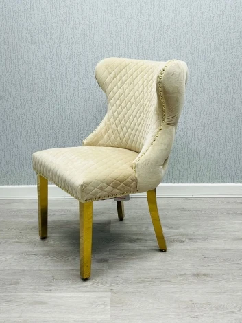 Valentino Mink Velvet, Gold Ring Knocker Dining Chair (Pair)