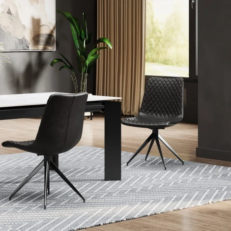NH-DC-VALI-BK-BL - Vali - 2x Black PU Dining Chairs Black Legs