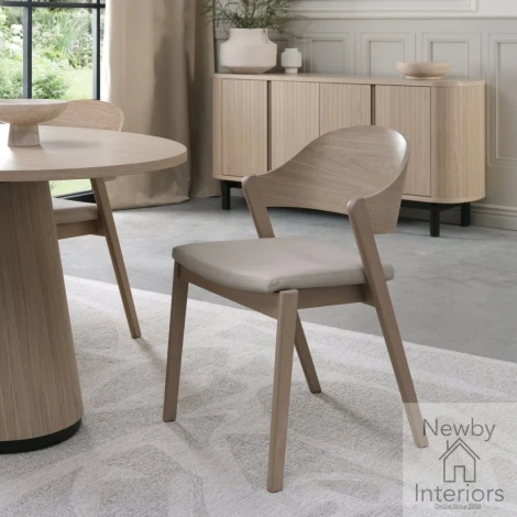 3041-09PB-IV - Vega Scandi Oak Ply Back Chair - Ivory Bonded Leather (Pair)