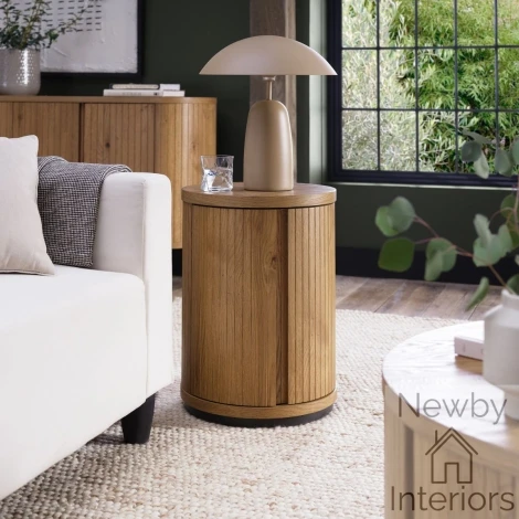 3042-04 - Vega Rustic Oak & Peppercorn Round Lamp Table