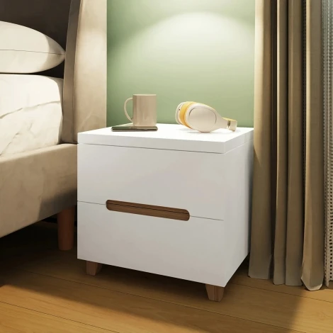 VELBSWHGL - Veloce 2 Drawer White Gloss Bedside Fast Click Assembly