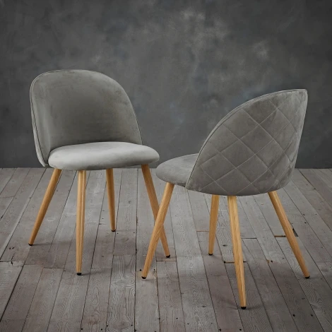 Venice Grey Velvet Dining Chairs (Pair)