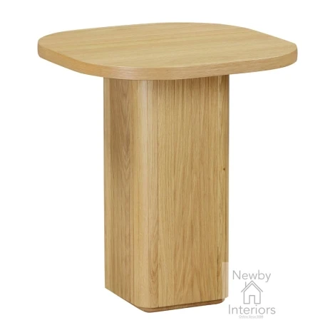 Vermont Oak Effect Wooden Side Table with Drum Base