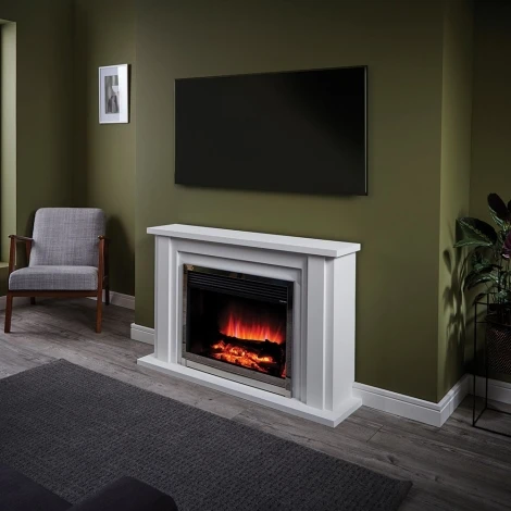 VMT1024 - Vermont 46" White Electric Fireplace Suite - 2kW