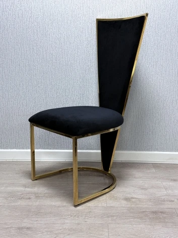 Vienna Black Velvet & Gold Dining Chair (Pair)