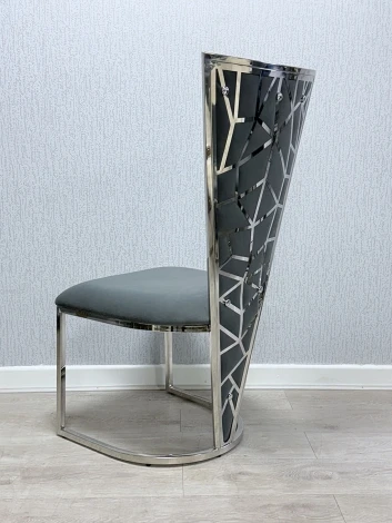 Vienna Grey Velvet & Silver Dining Chair (Pair)