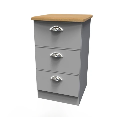 VIC001-GMRO - Victoria - Grey Matt with Riviera Oak Top 3 Drawer Locker