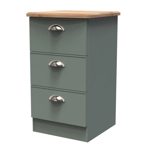VIC001-RGRO - Victoria - Reed Green with Riviera Oak Top 3 Drawer Locker