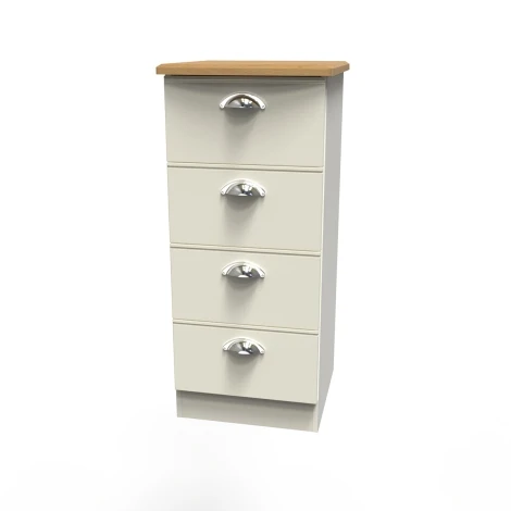 VIC002-CARO - Victoria - Cream Ash with Riviera Oak Top 4 Drawer Locker