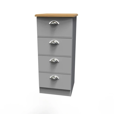VIC002-GMRO - Victoria - Grey Matt with Riviera Oak Top 4 Drawer Locker