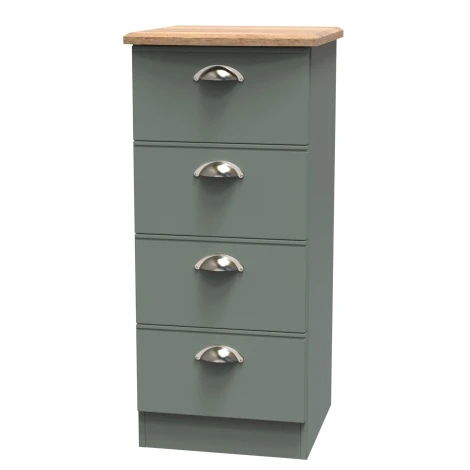 VIC002-RGRO - Victoria - Reed Green with Riviera Oak Top 4 Drawer Locker