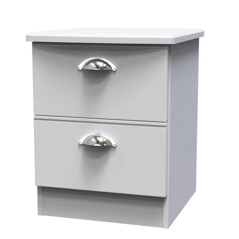 VIC005-GM - Victoria - 2 Drawer Bedside Cabinet / Bedside Table / Nightstand - Grey Matt Finish