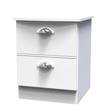 VIC005-WA - Victoria - 2 Drawer Bedside Cabinet / Bedside Table / Nightstand - White Ash Finish