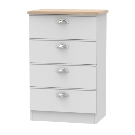 VIC008-GMRO - Victoria - Grey Matt with Riviera Oak Top 4 Drawer Medium Chest
