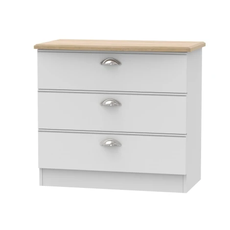 VIC010-GMRO - Victoria - Grey Matt with Riviera Oak Top Chest of 3 Drawers