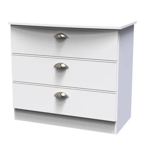 VIC010-WA - Victoria - Chest of 3 Drawers - White Ash Finish