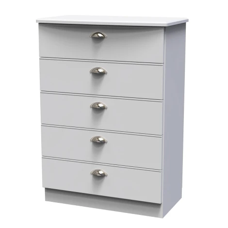 VIC012-GM - Victoria - Chest of 5 Drawers - Grey Matt Finish