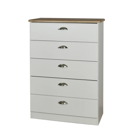 VIC012-GMRO - Victoria - Grey Matt with Riviera Oak Top Chest of 5 Drawers