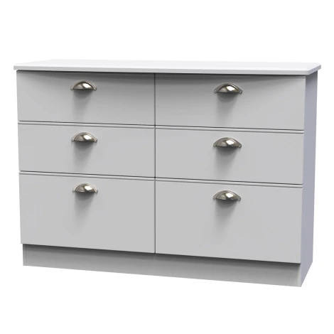 VIC015-GM - Victoria - Midi Chest of 6 Drawers - Grey Matt Finish